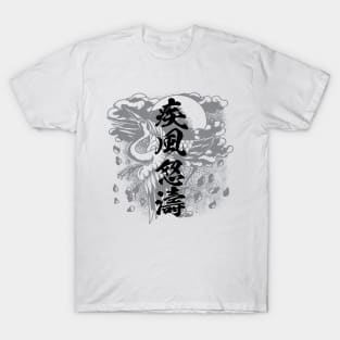 Storm and urge 疾風怒濤 Japanese kanji word T-Shirt